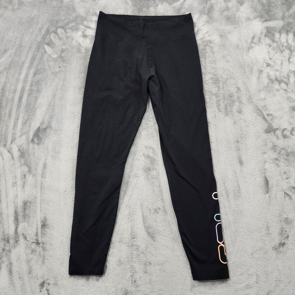 Fila Legging Womens M Black Rainbow Logo Crop Ankle Stretch Activewear Workout‎